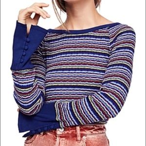Free people striped rib-knit T-shirt